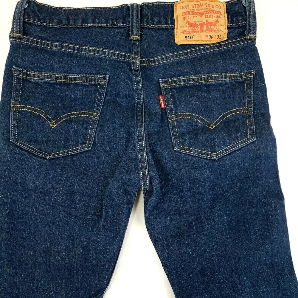 Levis Mens 30x32 510 Skinny Jeans Dark Wash Blue Denim Stretch Casual Lifestyle